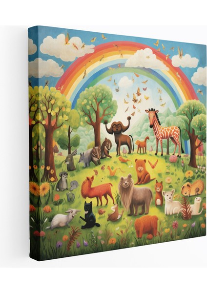 Gökkuşağı Kanvas Tablo - Tuhaf Hayvan Tablosu - Gökkuşağı, Kanvas Tablo, Hayvanlar, Ev Dekorasyonu, 30X30