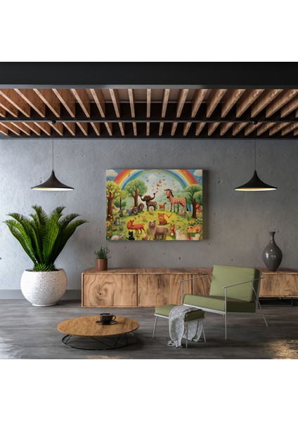 Gökkuşağı Kanvas Tablo - Tuhaf Hayvan Tablosu - Gökkuşağı, Kanvas Tablo, Hayvanlar, Ev Dekorasyonu, 30X30 fiyatları