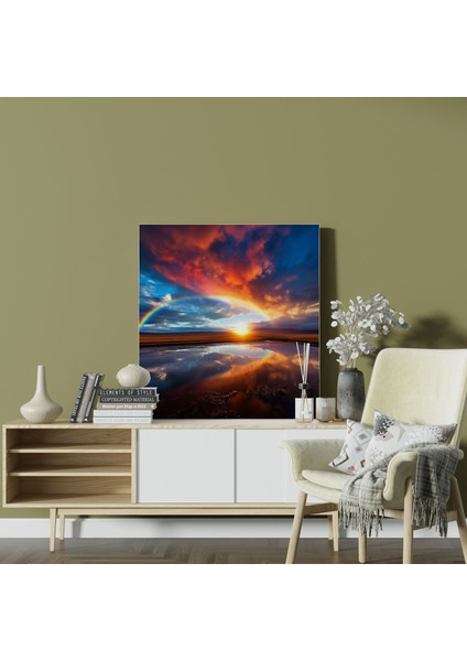 Gökkuşağı Gün Batımı Kanvas Tablo - Gökkuşağı, Kanvas Tablo, Gökkuşağı, Altın Saat, 30X30 modelleri