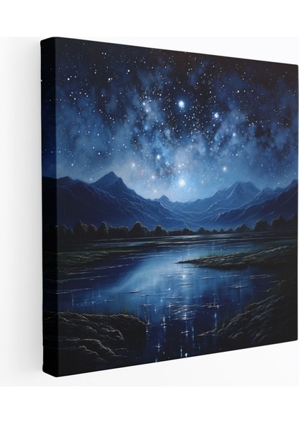 Yıldız Haritası Duvar Süslemesi - Yıldız Haritası, Yıldız Haritası, Büyü, Tuval Üzerine Yağlıboya Tablo, 30X30