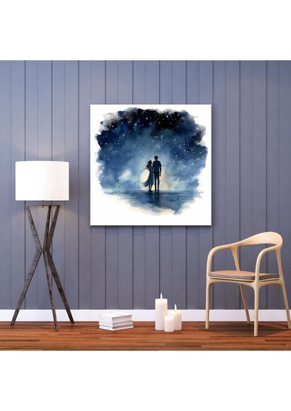 Bohem Yıldızlı Aşk Kanvas Tablo - Bohem, Ev Dekorasyonu, Duvar Dekorasyonu, Romantik, 30X30