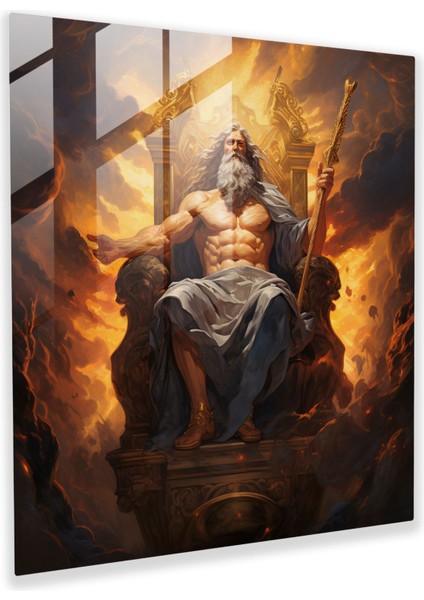 Tanrıların Kralı Zeus'un Rönesans Stilinde Zarif Cam Baskısı, 30X30