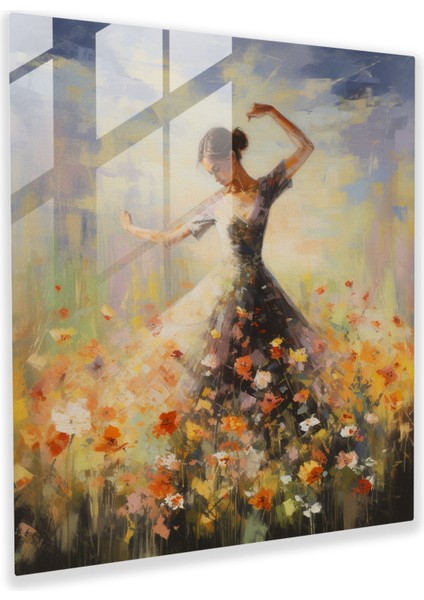 Balerin Whimsy Cam Baskı - Balerin, Dönen, Cam Baskı, Duvar Süslemesi, 30X30