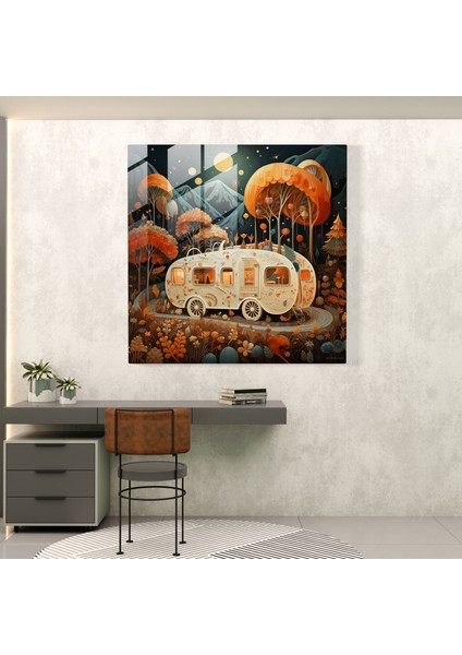 Bohem Karavan Cam Baskı - Bohem, Modern Sanat, Cam Sanatı, Bohem, 30X30 modelleri