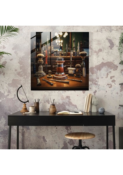 Vintage Berber Aletleri Cam Baskı - Berber, Vintage Berber Aletleri Cam Baskı, Nostaljik Duvar Tablosu, Vintage Berber Aletleri, 30X30 fiyatları