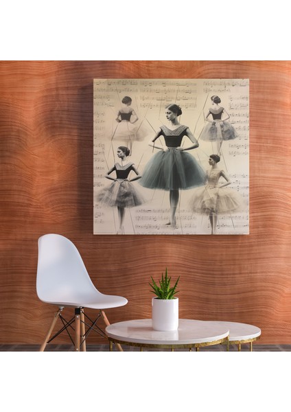 Vintage Bale Kolajı Karışık Teknik Kanvas Tablo - Balerin, Kanvas Tablo, Karma Teknik Sanat Çalışması, Kanvas, 30X30 modelleri