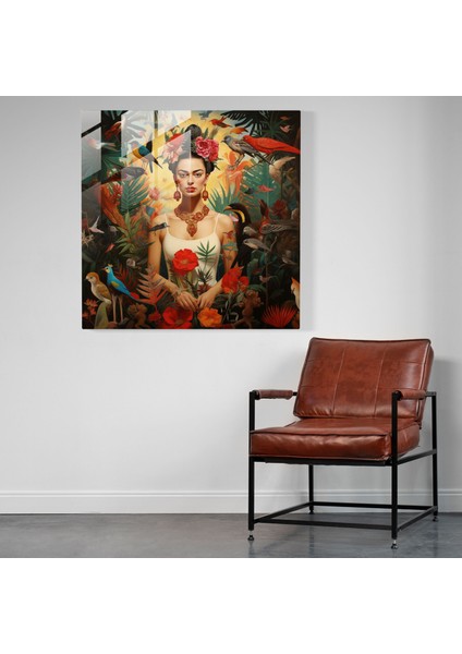 Büyüleyici Vaha Cam Baskı - Frida Kahlo, Frida Kahlo, Egzotik Hayvanlar, Güzellik, 30X30 fiyatları