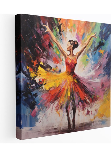 Soyut Balerin Kanvas Tablo - Balerin, Canlı Renkler, Ev Dekorasyonu, Ekspresyonist, 30X30