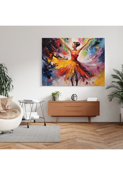 Soyut Balerin Kanvas Tablo - Balerin, Canlı Renkler, Ev Dekorasyonu, Ekspresyonist, 30X30 fiyatları