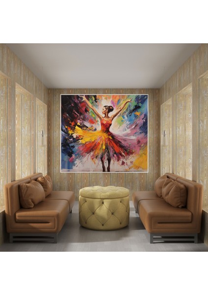 Soyut Balerin Kanvas Tablo - Balerin, Canlı Renkler, Ev Dekorasyonu, Ekspresyonist, 30X30 modelleri