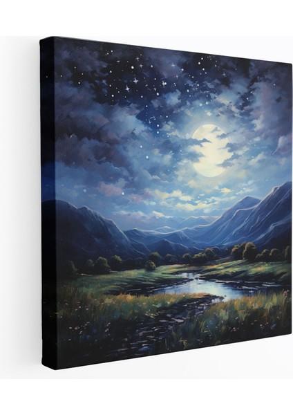 Yıldızlı Gece Yıldız Haritası Duvar Tablosu - Yıldız Haritası, Kanvas Tablo, Yıldız Haritası, Yağlıboya Tablo, 30X30