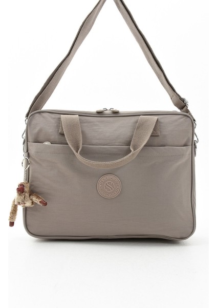 Unisex Klinkır Vizon Renkli Suya Dayanıklı Laptop Bölmeli Çapraz-El Askılı Evrak ve Laptop Çantası