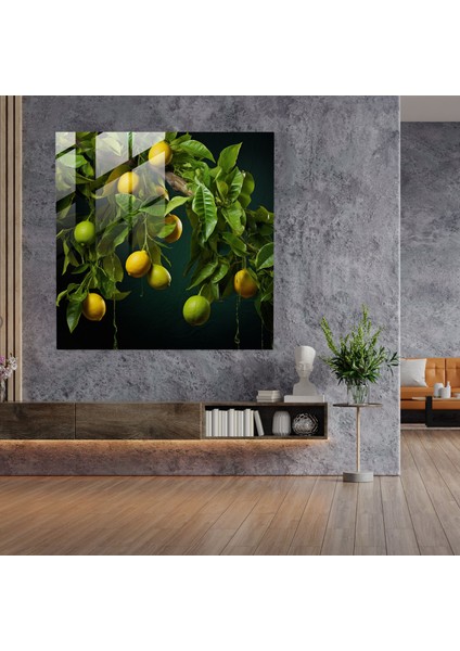 Limon Ağacı Kontrast Cam Baskı - Limon Ağacı, Ev Dekorasyonu, Canlı Renkler, Cam Baskı, 30X30