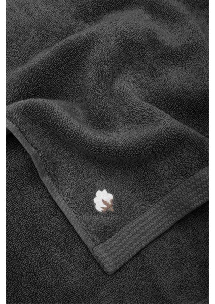 Pure Cotton 3'lü Havlu Seti Organik Pamuk Kelebek Bordürlü Nakışlı Antrasit modelleri