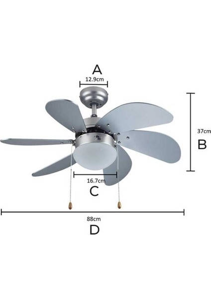 Çok Renkli Kcf282 60w 30 Inç Silver 6 Kanatlı Lambalı Avizeli Ipli Tavan Latörü 2 Yıl 3 50-100 fiyatları