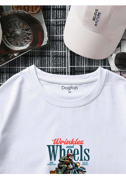 Oversize Baskılı Beyaz Renk Salaş T-Shirt %100 Pamuk