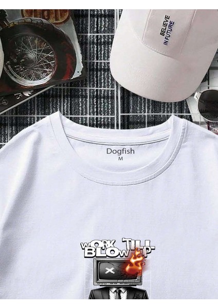 Oversize Baskılı Beyaz Renk Salaş T-Shirt Pamuk fırsatları