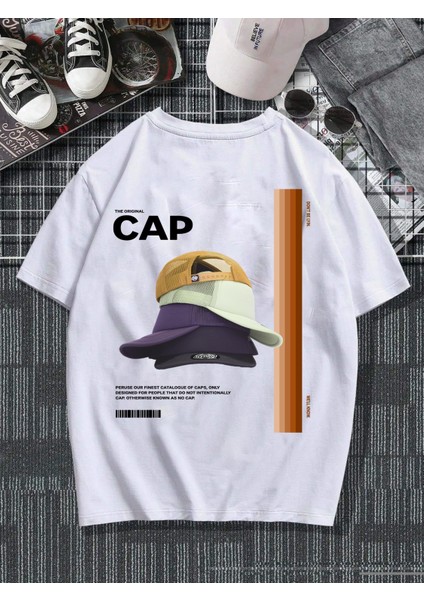 Oversize Baskılı Beyaz Renk Salaş T-Shirt %100 Pamuk