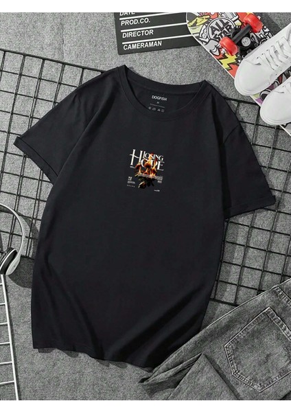 Oversize Baskılı Siyah Renk Salaş T-Shirt %100 Pamuk modelleri