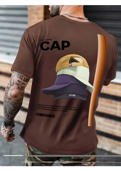Oversize Baskılı Kahverengi Renk Salaş T-Shirt %100 Pamuk modelleri