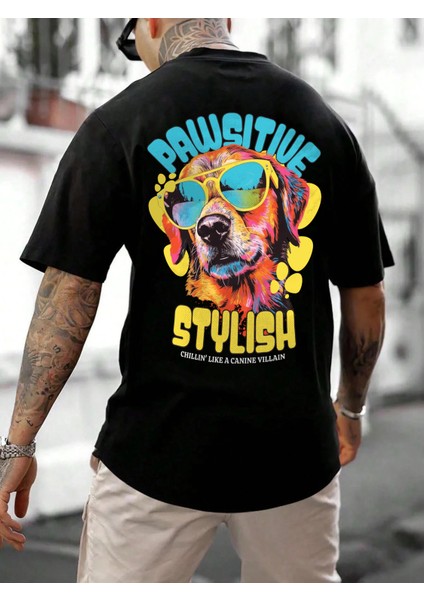 Oversize Baskılı Siyah Renk Salaş T-Shirt %100 Pamuk modelleri