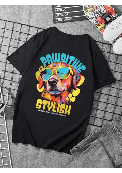 Oversize Baskılı Siyah Renk Salaş T-Shirt %100 Pamuk indirimleri