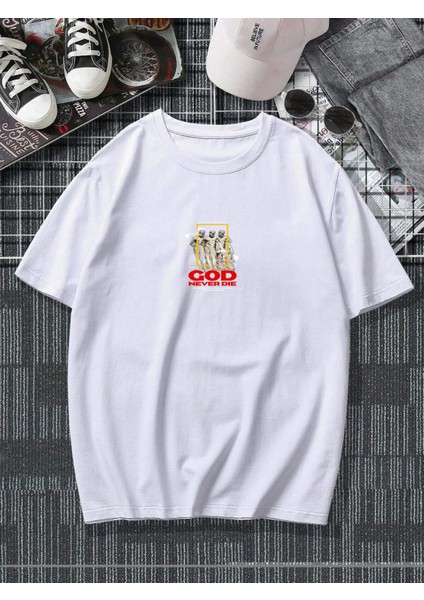 Oversize Baskılı Beyaz Renk Salaş T-Shirt %100 Pamuk modelleri
