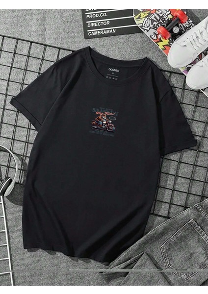 Oversize Baskılı Siyah Renk Salaş T-Shirt %100 Pamuk indirimleri
