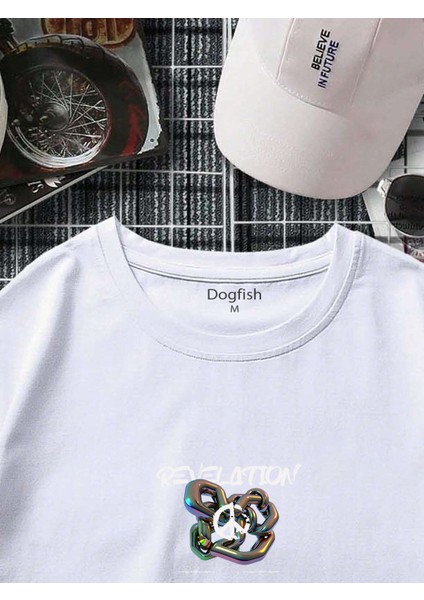 Oversize Baskılı Beyaz Renk Salaş T-Shirt %100 Pamuk fiyatları