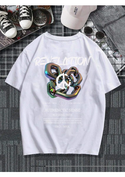 Oversize Baskılı Beyaz Renk Salaş T-Shirt %100 Pamuk modelleri
