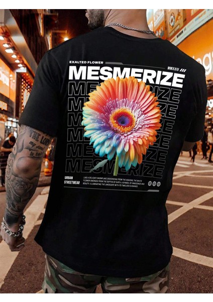 Oversize Baskılı Siyah Renk Salaş T-Shirt %100 Pamuk