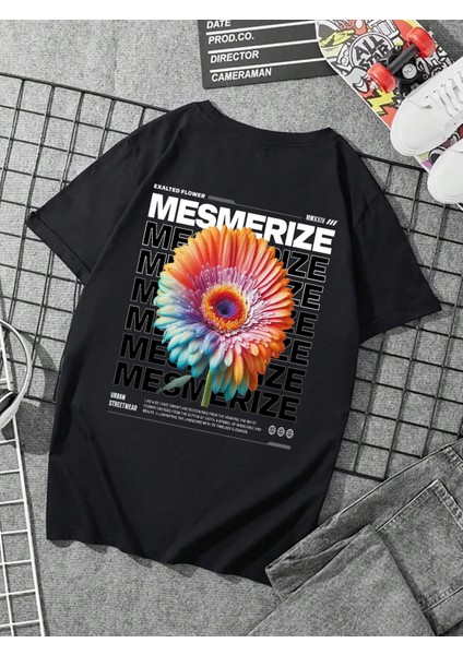 Oversize Baskılı Siyah Renk Salaş T-Shirt %100 Pamuk fırsatları