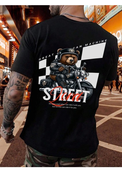 Oversize Baskılı Siyah Renk Salaş T-Shirt %100 Pamuk fiyatları