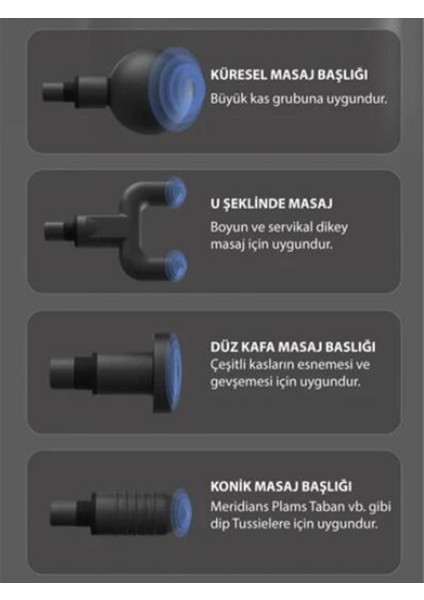 Robeve Tabanca Masaj Aleti Kas Masaj Tabancası Fırçasız Motorlu Type C Şarjlı Masaj Aleti 4 Farklı Masaj Başlığı Masaj Aleti Darbeli Titreşimli Masaj Aleti (Yurt Dışından)