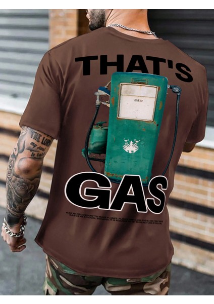 Oversize Baskılı Kahverengi Renk Salaş T-Shirt %100 Pamuk
