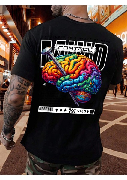 Oversize Baskılı Siyah Renk Salaş T-Shirt %100 Pamuk fırsatları