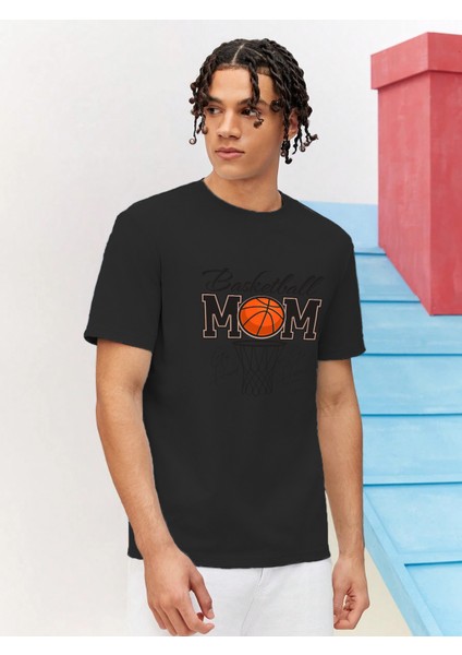 Sevgili Kombini Çift Basketball Mom Mothers Day Baskılı Oversize Pamuk T-Shirt 2'li