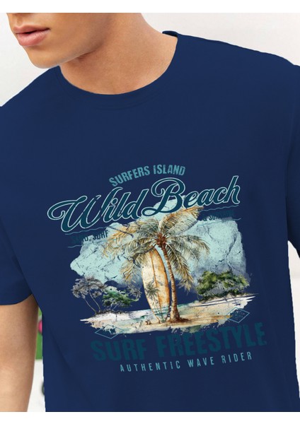 Sevgili Kombini Çift Wild Beach Surf Freestyle Baskılı Oversize Pamuk T-Shirt 2'li