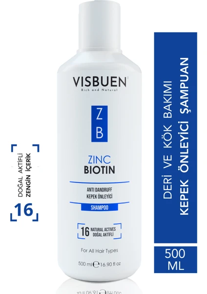 Çinko Biotin 16 Doğal Aktifli Kepek Önleyici Bakım Şampuanı