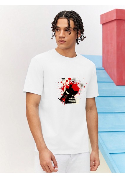 Sevgili Kombini Çift Ronin Masterless Samurai Baskılı Oversize Pamuk T-Shirt 2'li