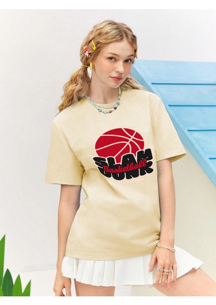 Sevgili Kombini Çift Slamdunk Red Basketball Baskılı Oversize Pamuk T-Shirt 2'li