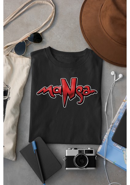 Manga Müzik Grubu Baskılı Oversize Unisex Siyah Tişört fiyatları