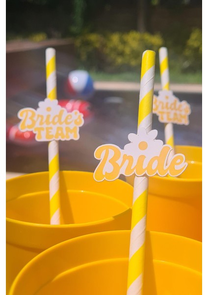 Bride Pipet Seti Papatya Konsept Bekarlığa Veda Bride Party Süslü Pipet Takımı 5 Li