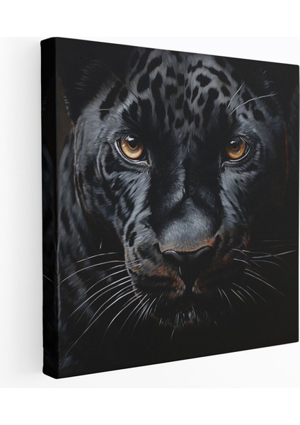 Kara Panter Duvar Sanatı - Gerçekçi Yağlıboya Tablo Kanvas Tablo - Kara Panter, Duvar Sanatı, Delici Gözler, Kanvas Tablo, 30X30