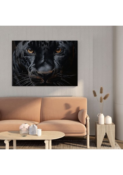 Kara Panter Duvar Sanatı - Gerçekçi Yağlıboya Tablo Kanvas Tablo - Kara Panter, Duvar Sanatı, Delici Gözler, Kanvas Tablo, 30X30 modelleri