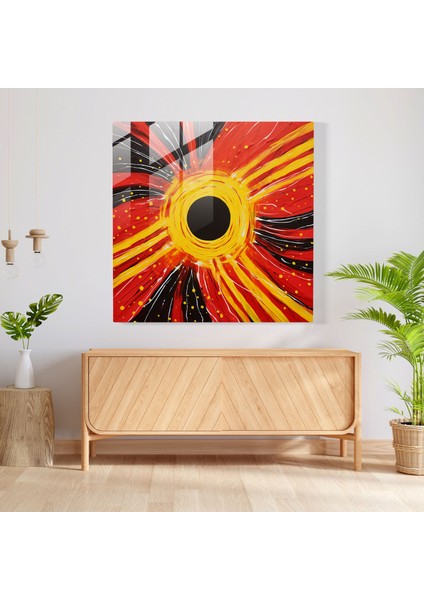 Aborijin Bayrağı Cam Baskı - Aborijin, Duvar Dekorasyonu, Canlı Sanat Eseri, Ulusal Gurur, 30X30