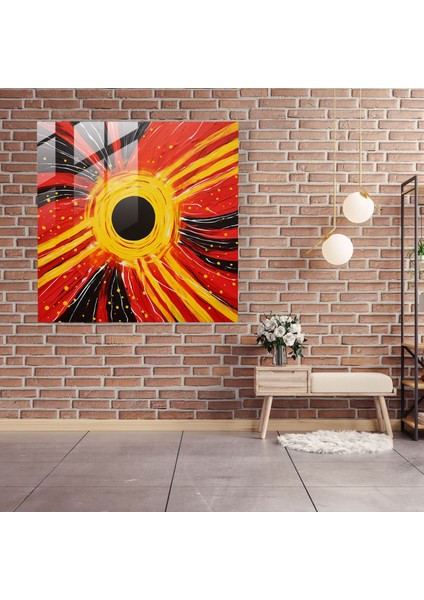 Aborijin Bayrağı Cam Baskı - Aborijin, Duvar Dekorasyonu, Canlı Sanat Eseri, Ulusal Gurur, 30X30