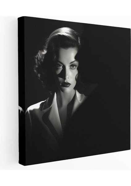 Klasik Film Noir Femme Fatale Duvar Tablosu - Klasik, Gizemli Femme Fatale, Kanvas Tablo, 30X30