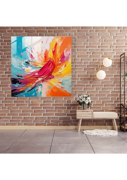 Yaratmak Için Doğmuş: Soyut Cam Baskı - Doğmuş, Enerji, Yaratmak Için Doğmuş, Canlı Renkler, 30X30