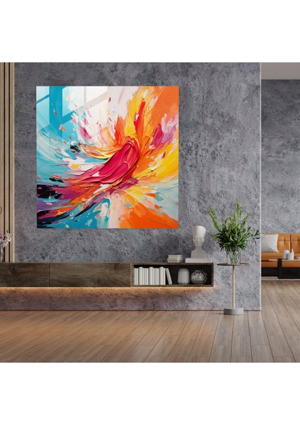 Yaratmak Için Doğmuş: Soyut Cam Baskı - Doğmuş, Enerji, Yaratmak Için Doğmuş, Canlı Renkler, 30X30